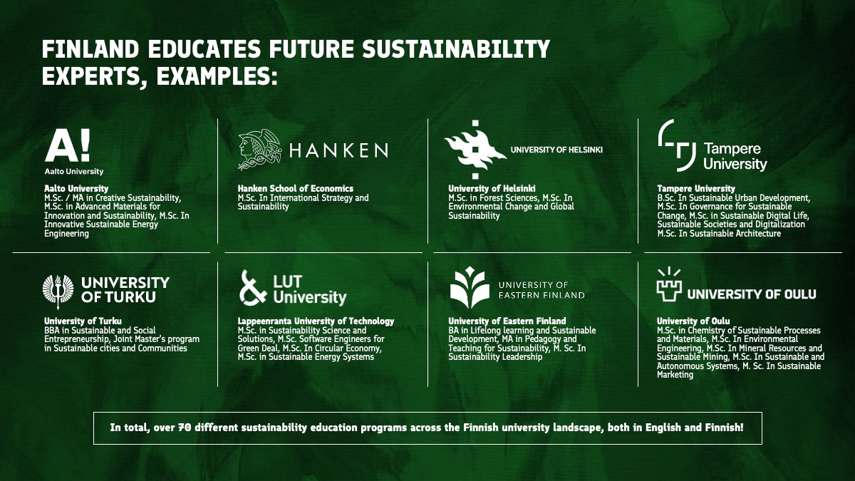 List of education examples in Finland in the field of sustainability